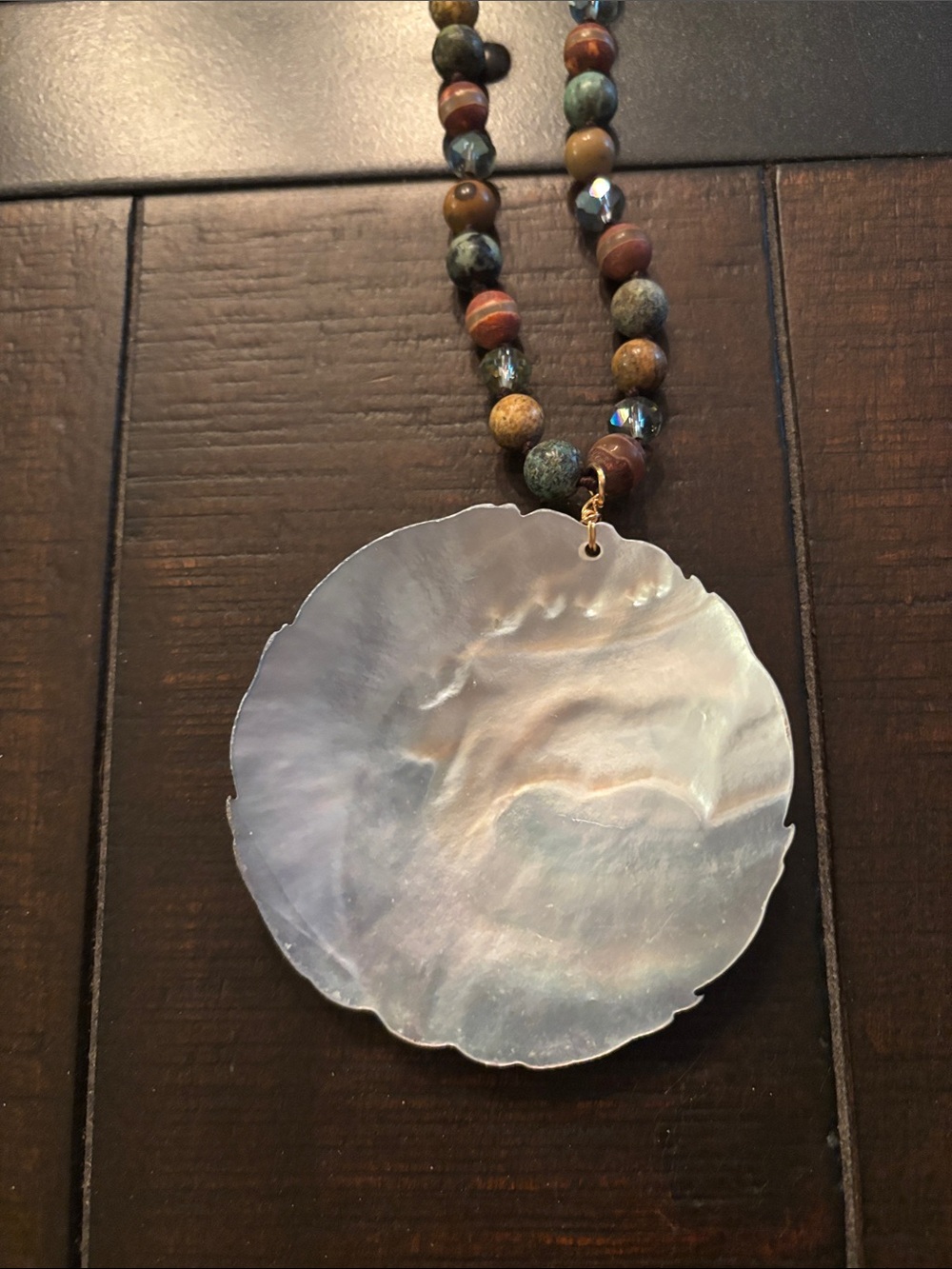 Handcrafted Rose Pendant Beaded Necklace - Picture 8 of 8